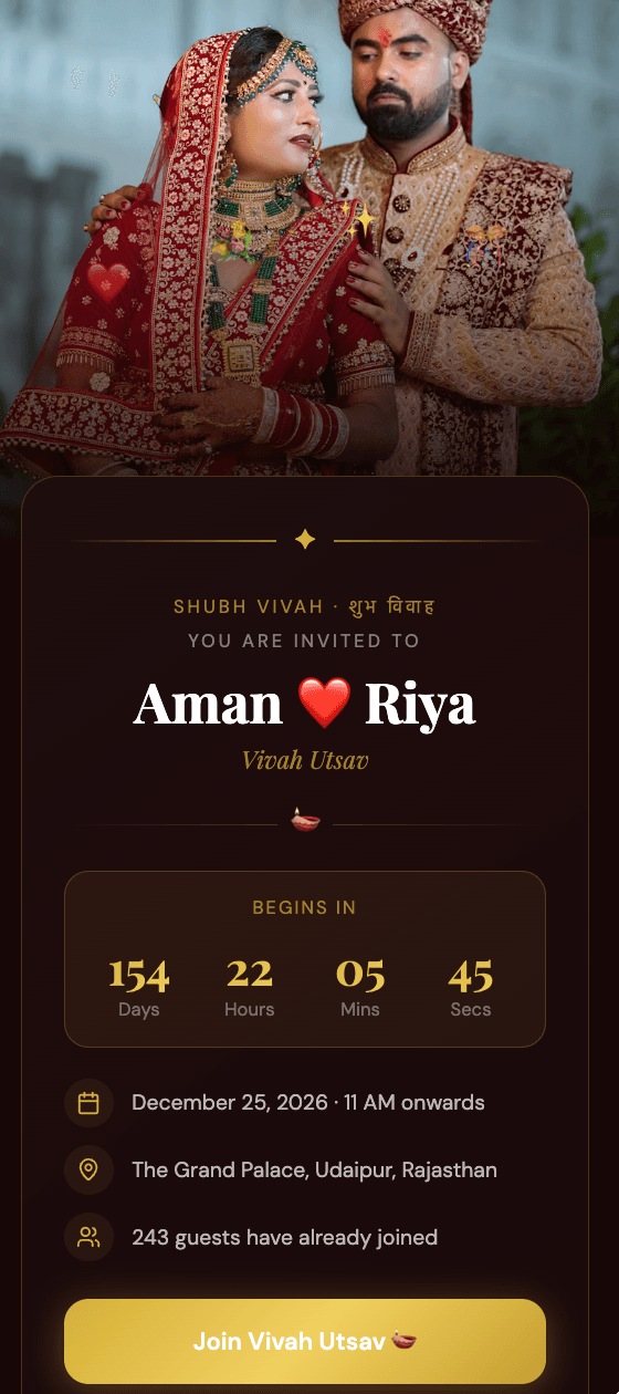 Indian wedding invitation experience for a private celebration